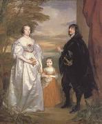 Anthony Van Dyck Portrait of the earl and countess of derby and their daughter (mk03) oil on canvas